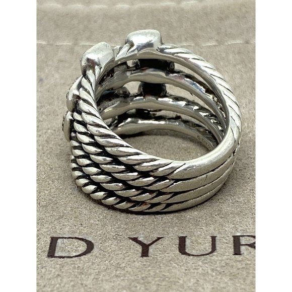 DAVID YURMAN CONFETTI STERLING PAVE DIAMOND RING 4 ROWS SIZE 7 - Picture 5 of 14